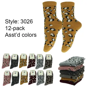 12pack Women's Socks Wool Blend Warm Crew Women Socks #3026