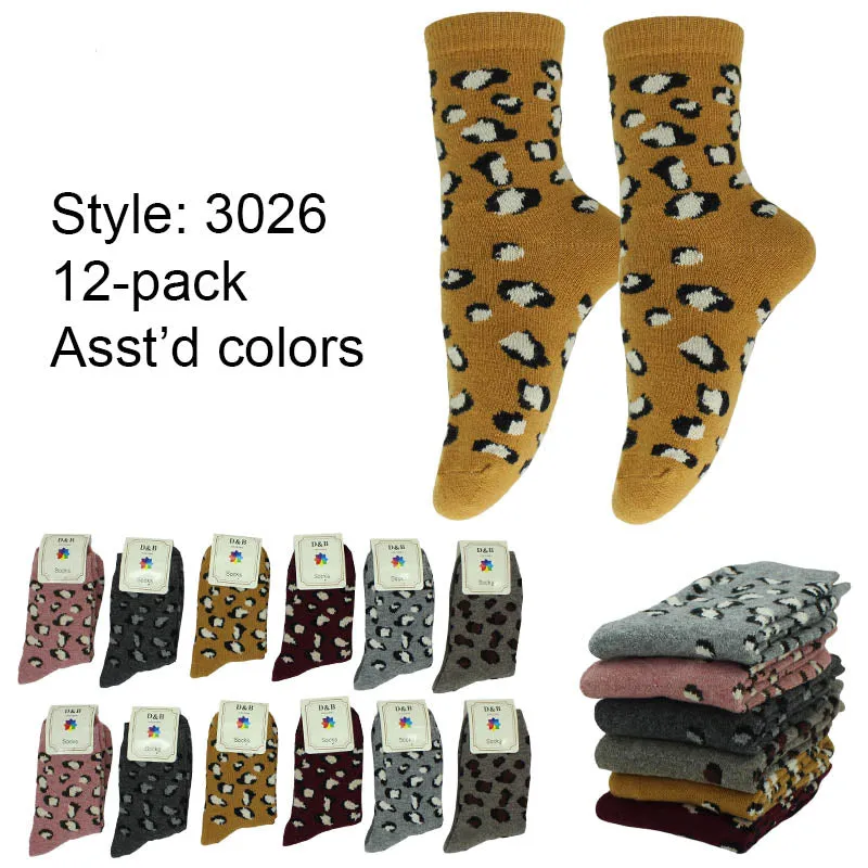 12pack Women's Socks Wool Blend Warm Crew Women Socks #3026