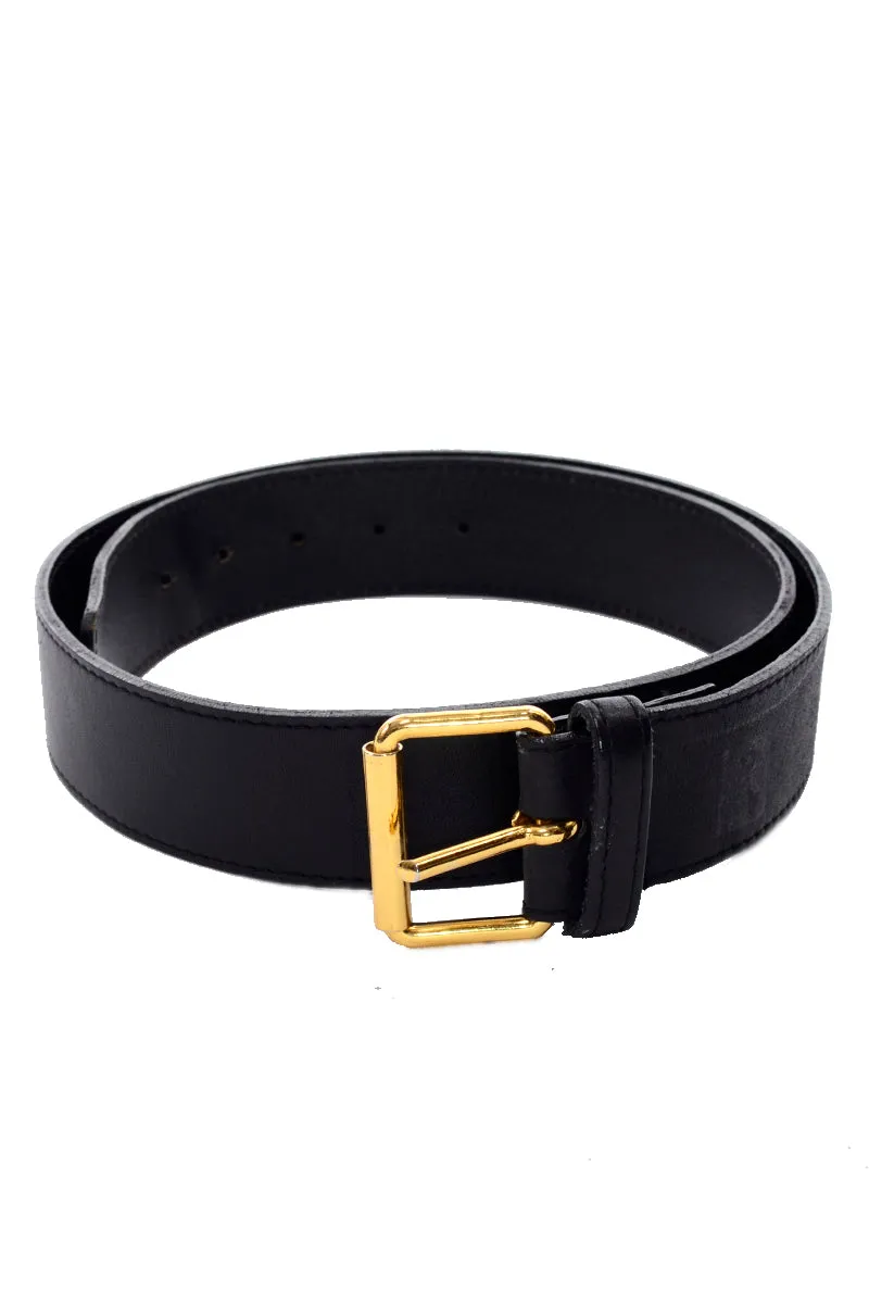 1980's Sonia Rykiel Black Leather Logo Belt