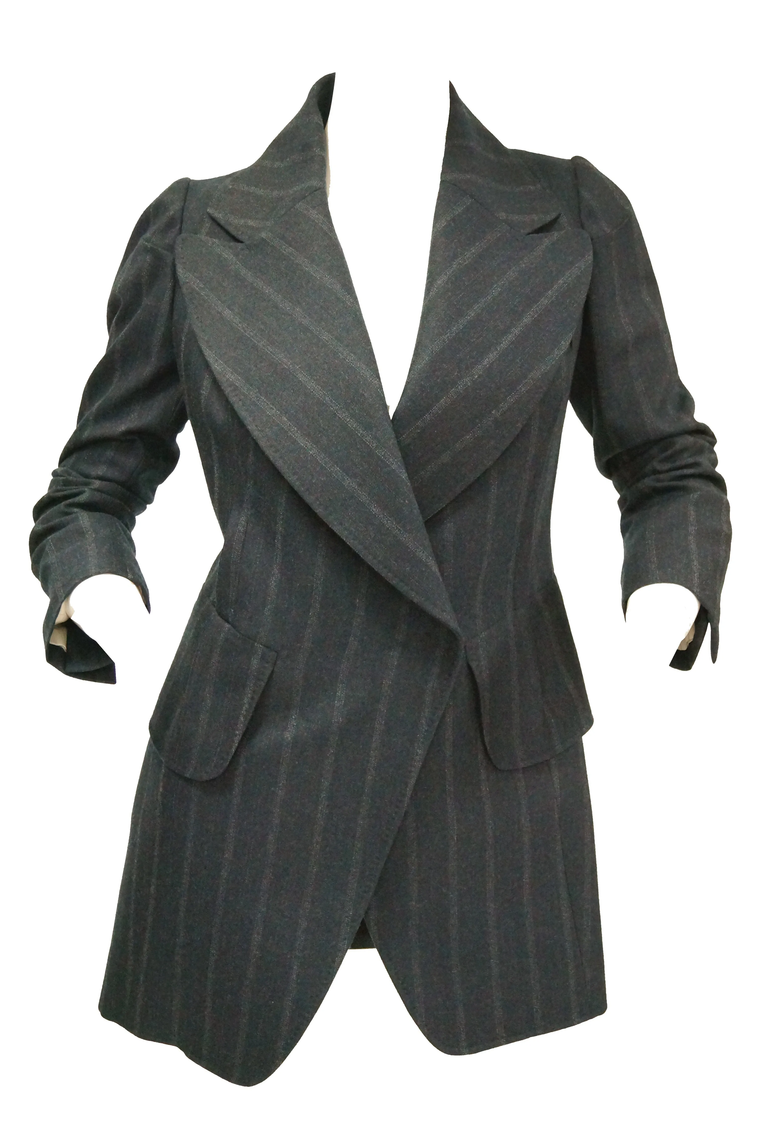 1990s Maison Martin Margiela Blue Pin Stripe Italian Wool Blazer