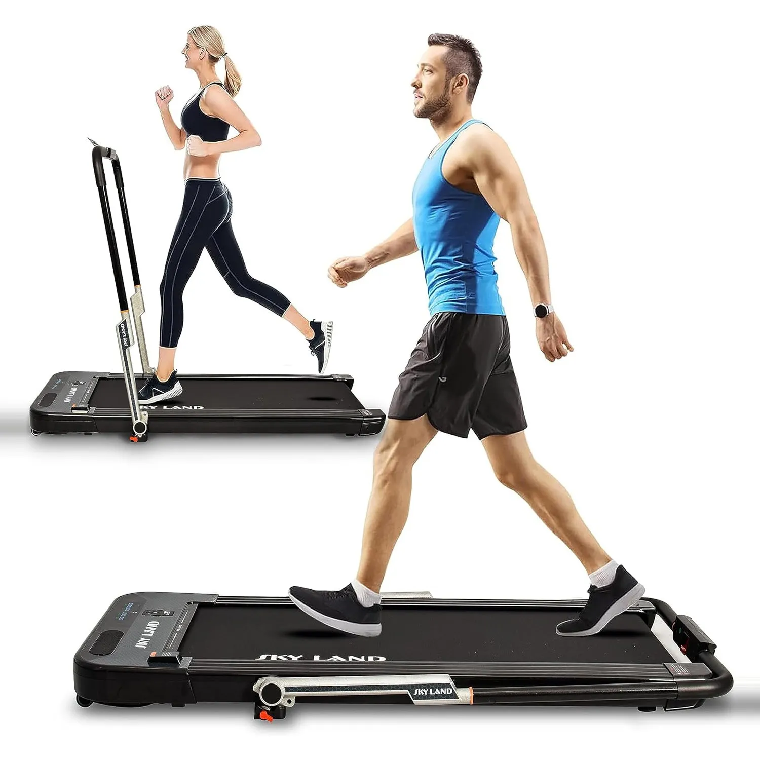 2-in-1 Under Desk Treadmill: Foldable 2.5 HP Walking Pad and Running Machine for Home and office, with Remote Control EM-1293 Super Slim Mini Quiet Home Treadmill in Saudi Arabia