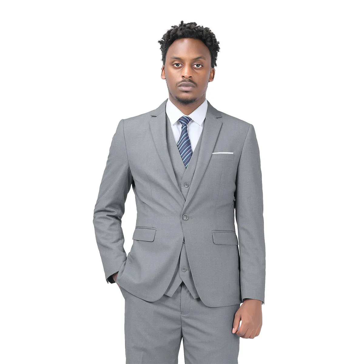 2-Piece Slim Fit Simple Designed Light Grey Suit