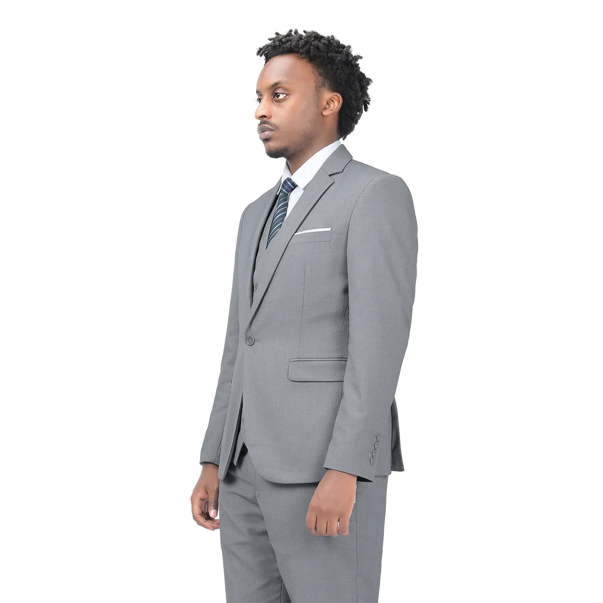 2-Piece Slim Fit Simple Designed Light Grey Suit