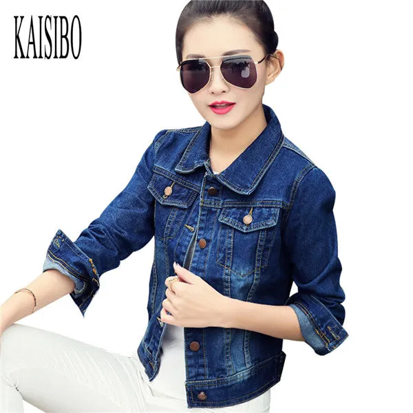 2016 New Spring Women's Jean Jackets Korean Short Casual Denim Jacket Women Coat Long Sleeve Outerwear abrigos mujer