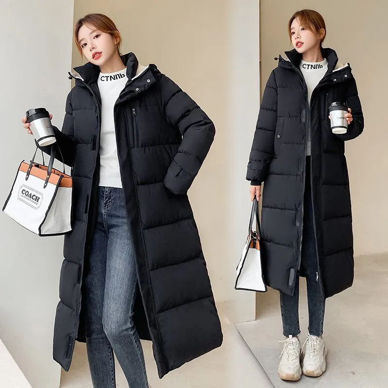 Actual Photos Thickened Calf-Length Puffer Coat