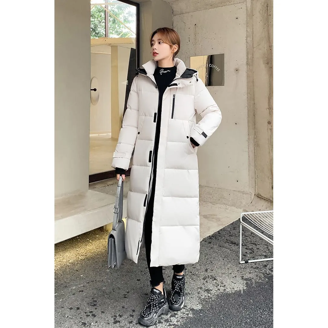 Actual Photos Thickened Calf-Length Puffer Coat