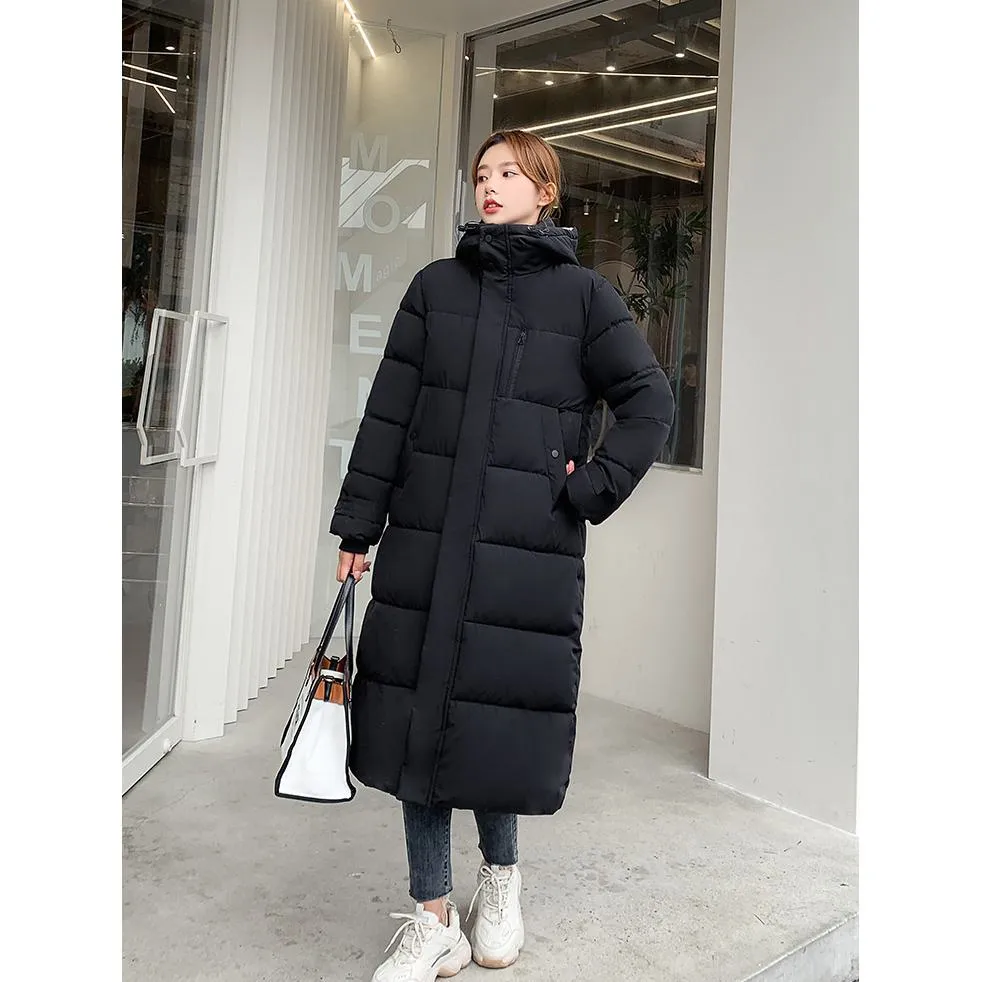 Actual Photos Thickened Calf-Length Puffer Coat