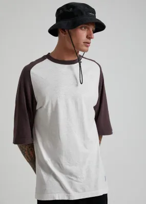 Afends Mens Raw - Hemp Raglan Tee - White / Mulberry