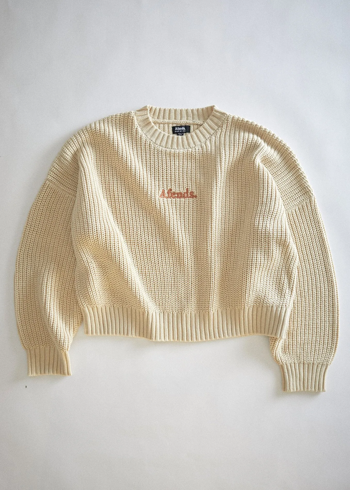 Afends Womens Doherty - Knit Crew - Off White