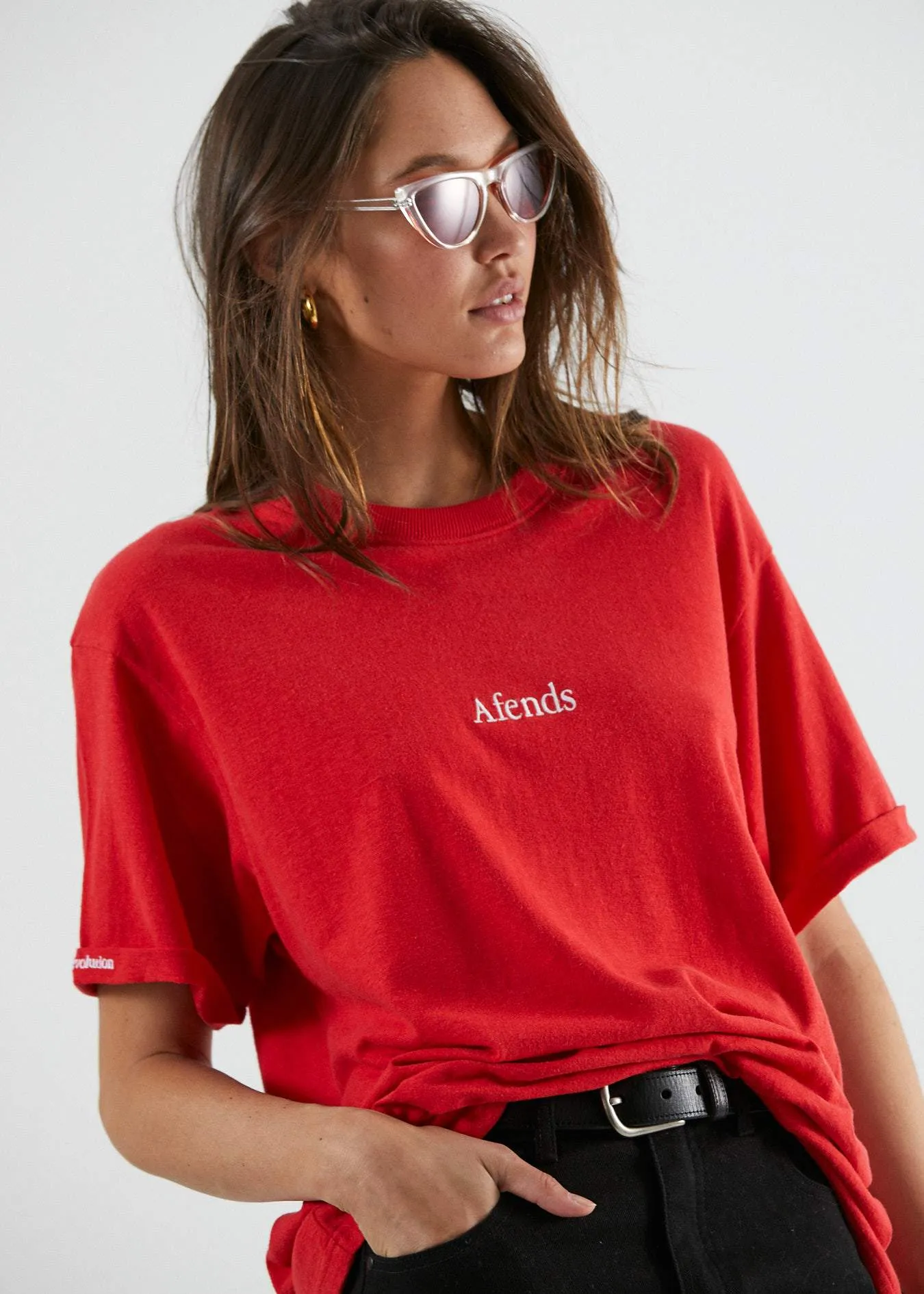 Afends Womens Hemp Revolution - Oversized Tee - Flame Red