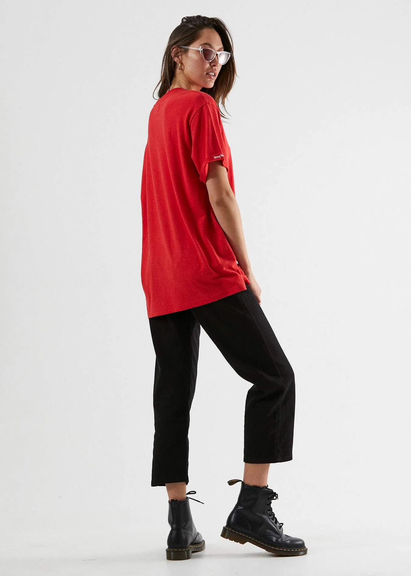 Afends Womens Hemp Revolution - Oversized Tee - Flame Red