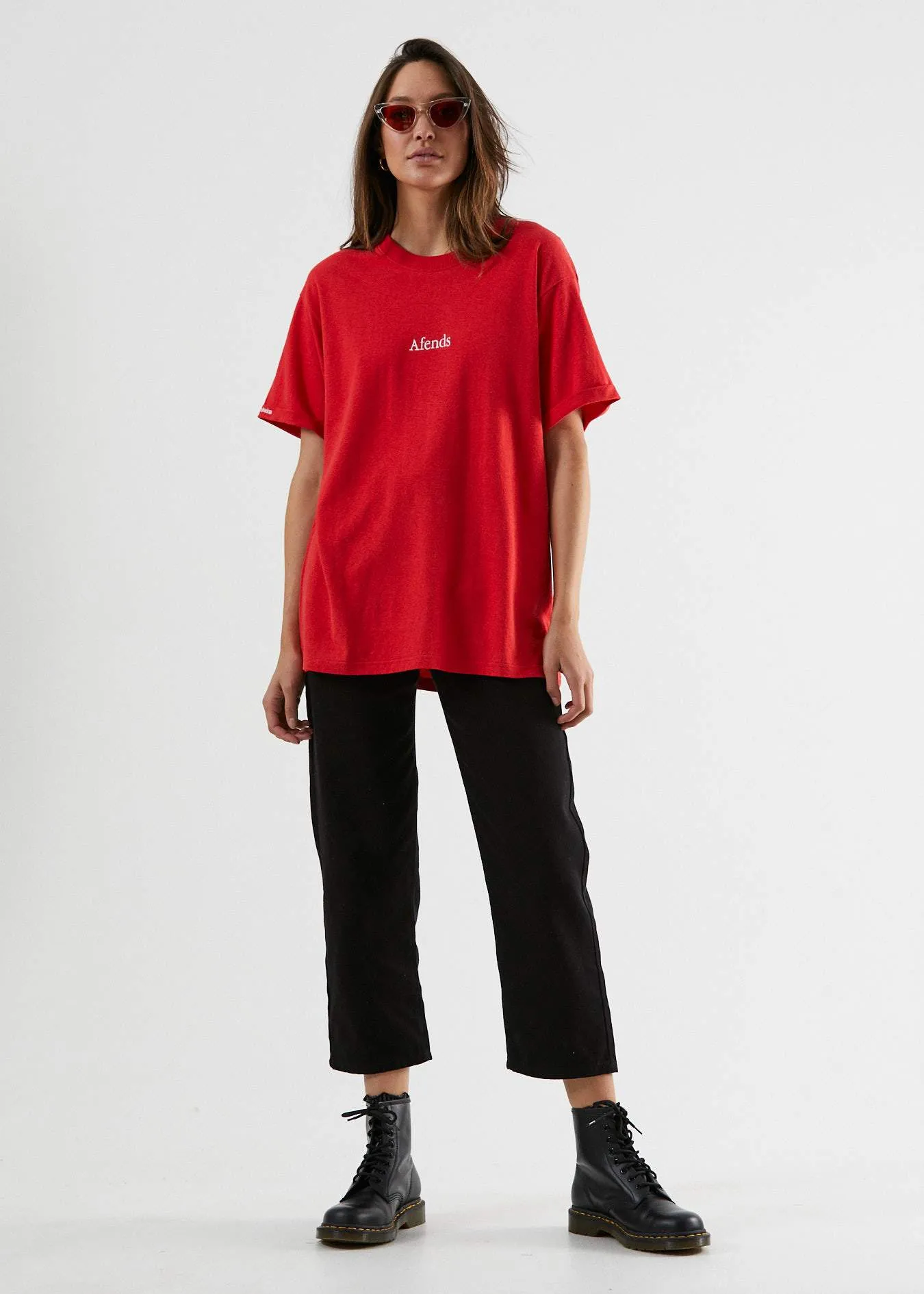 Afends Womens Hemp Revolution - Oversized Tee - Flame Red