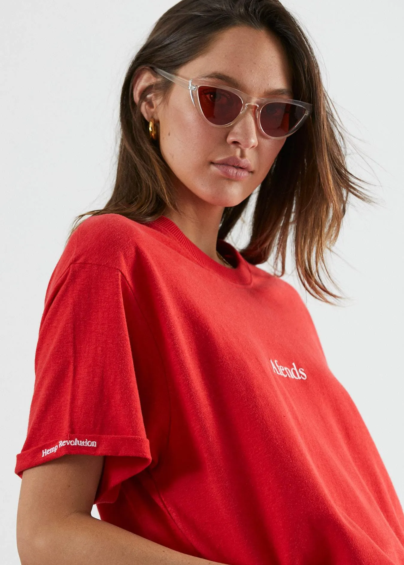 Afends Womens Hemp Revolution - Oversized Tee - Flame Red