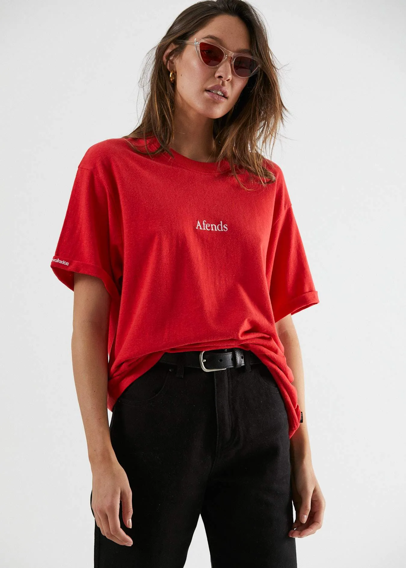 Afends Womens Hemp Revolution - Oversized Tee - Flame Red