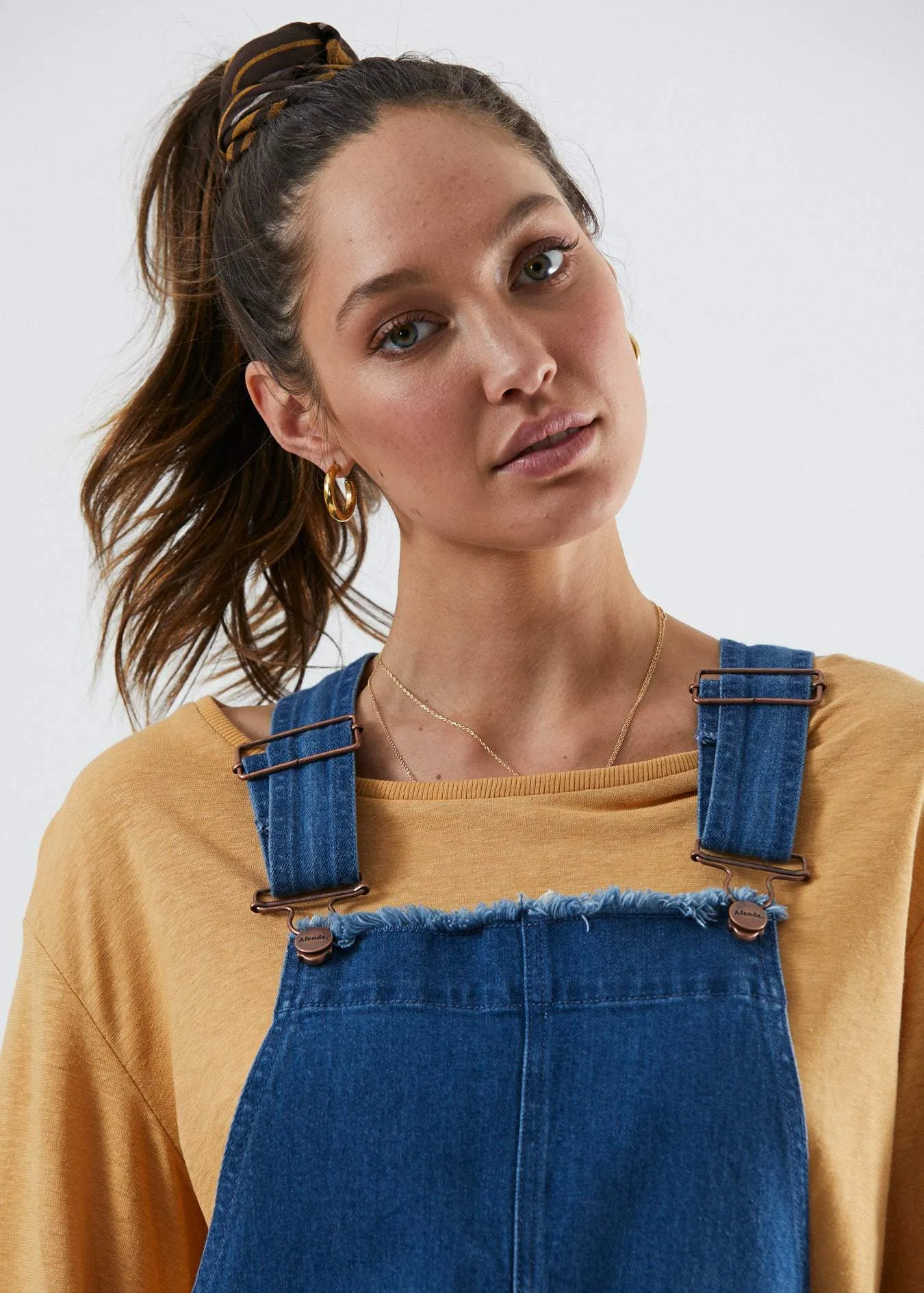 Afends Womens Mae - Denim Overall Dress - Washed Indigo