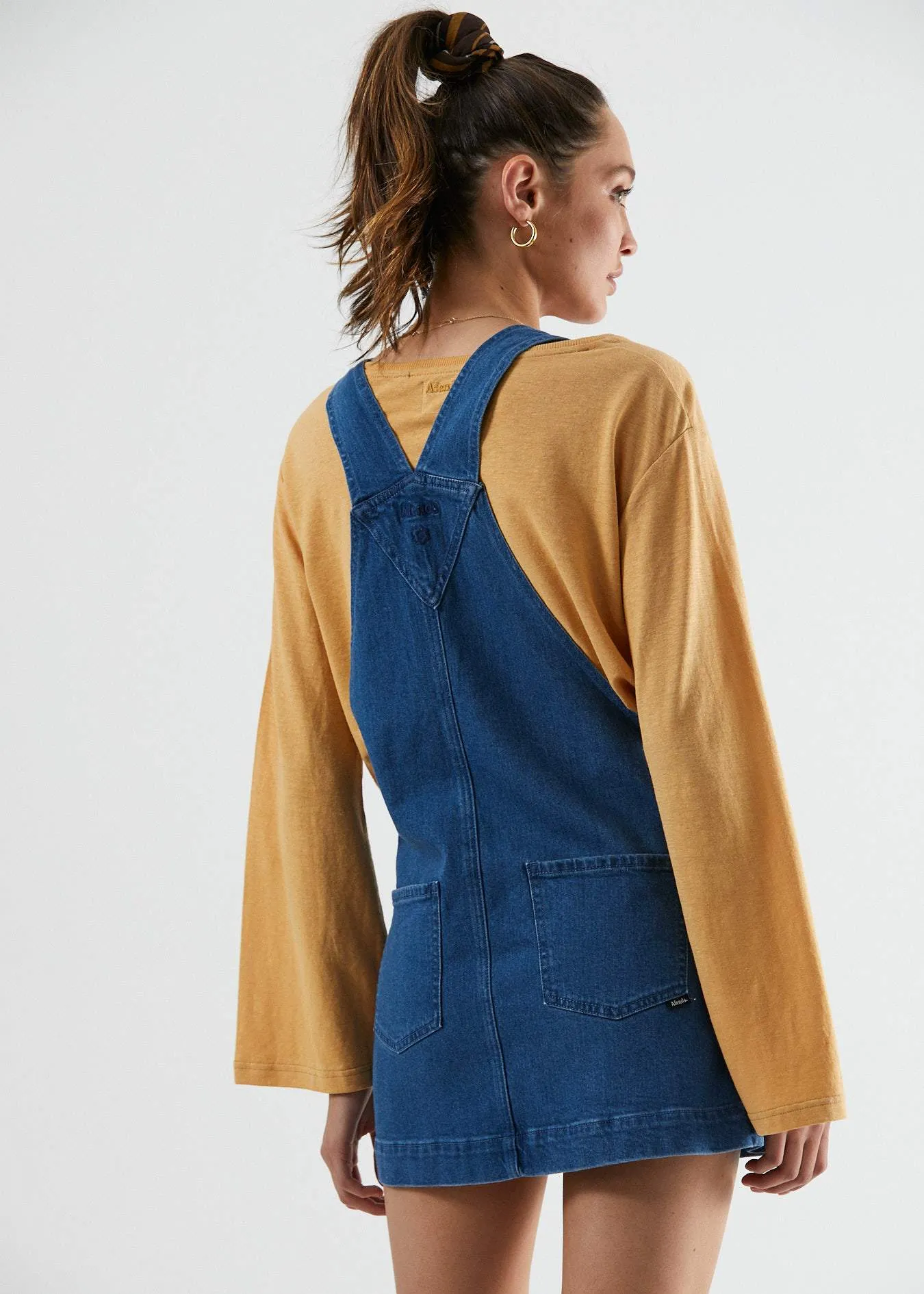 Afends Womens Mae - Denim Overall Dress - Washed Indigo