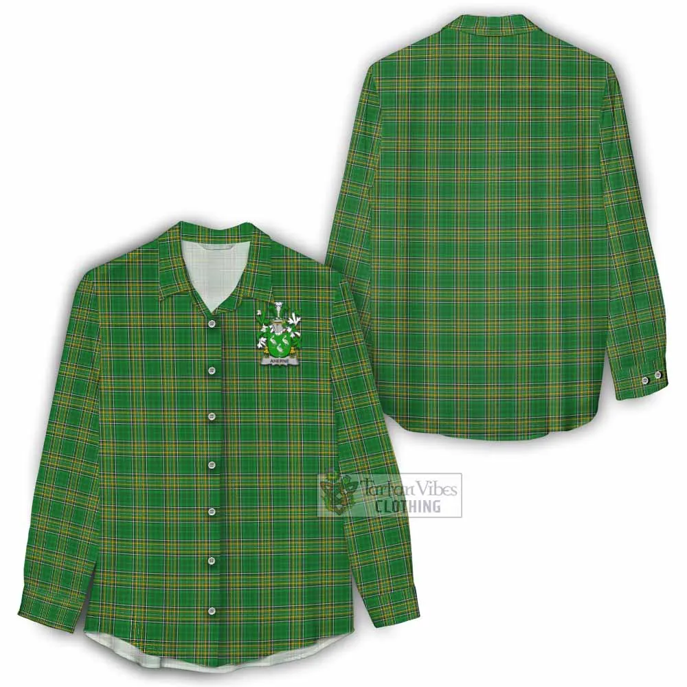 Aherne Irish Clan Tartan Women's Casual Shirt with Coat of Arms