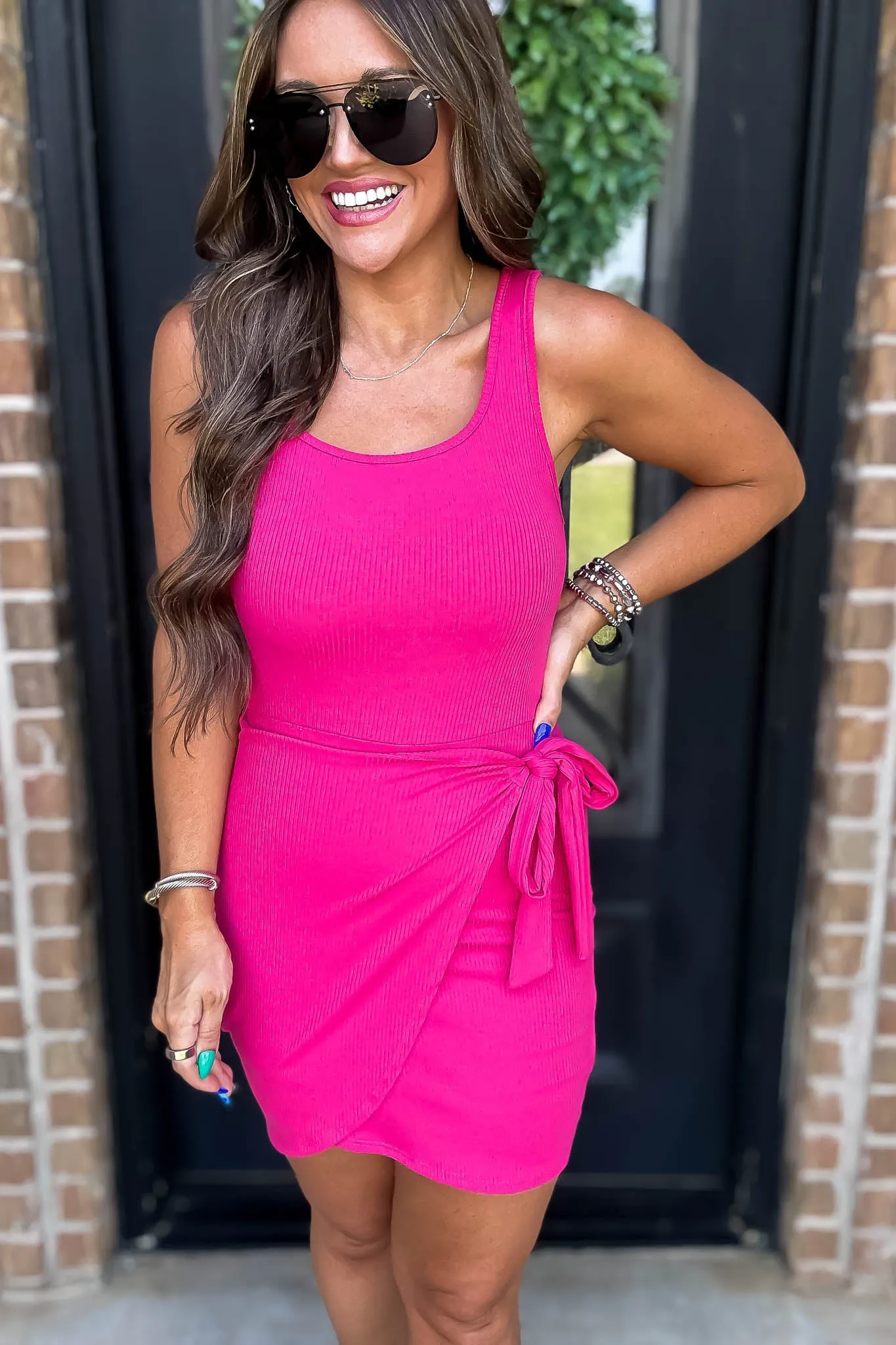 Alani Fuchsia Ribbed Knit Bodycon Dress