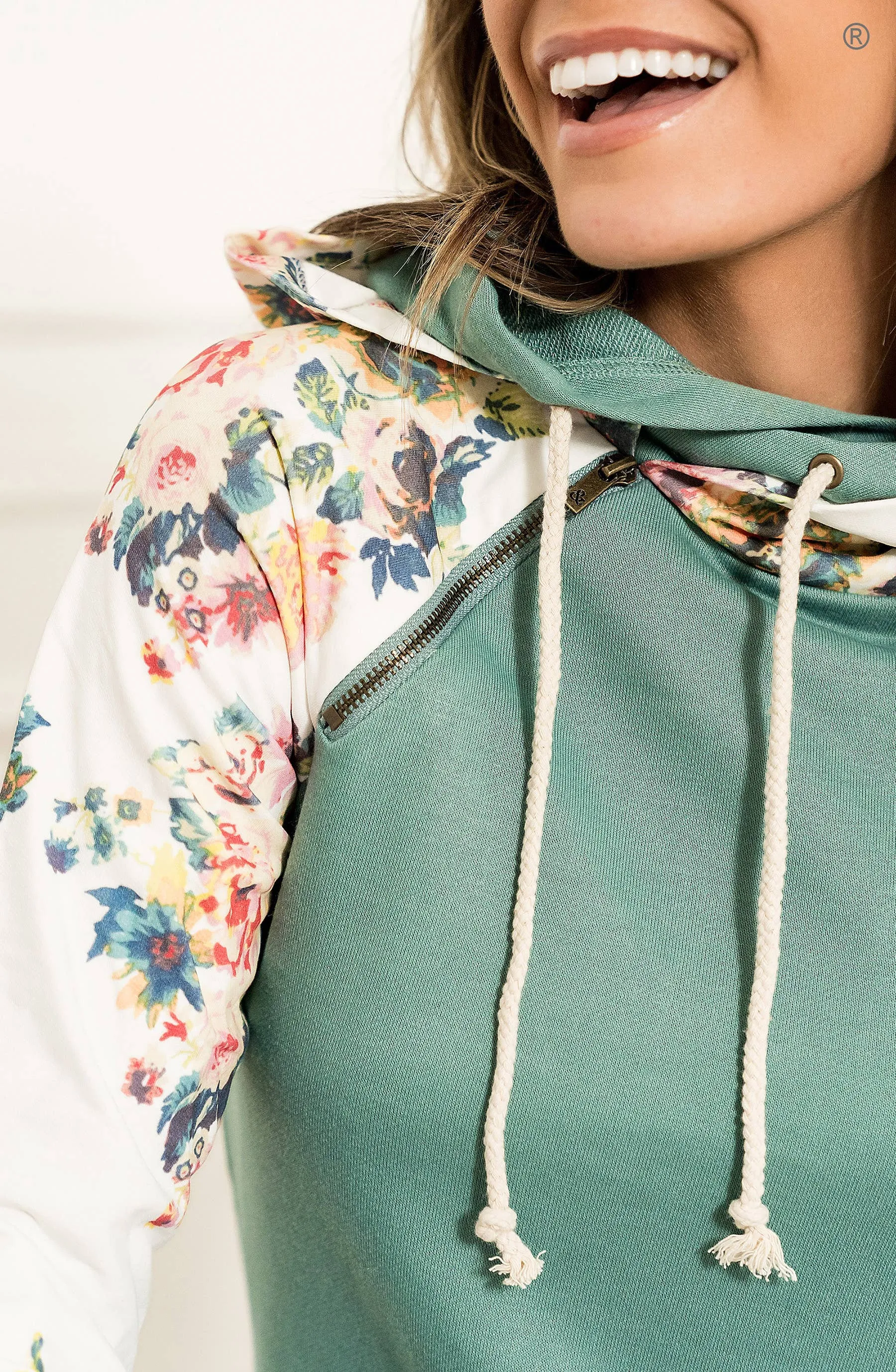 Ampersand DoubleHood Sweatshirt™- Once & Floral