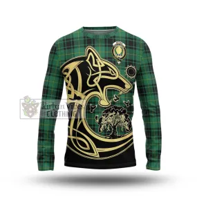 Arthur Ancient Tartan Long Sleeve T-Shirt with Family Crest Celtic Wolf Style