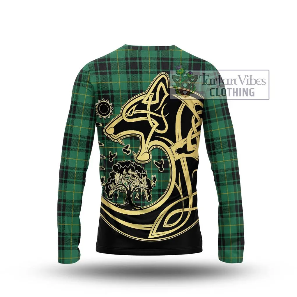 Arthur Ancient Tartan Long Sleeve T-Shirt with Family Crest Celtic Wolf Style