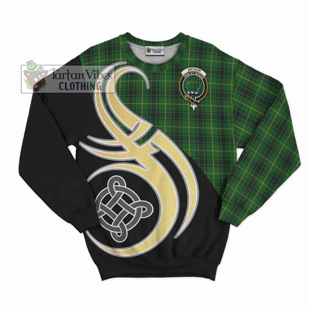 Arthur Tartan Sweatshirt with Family Crest and Celtic Symbol Style