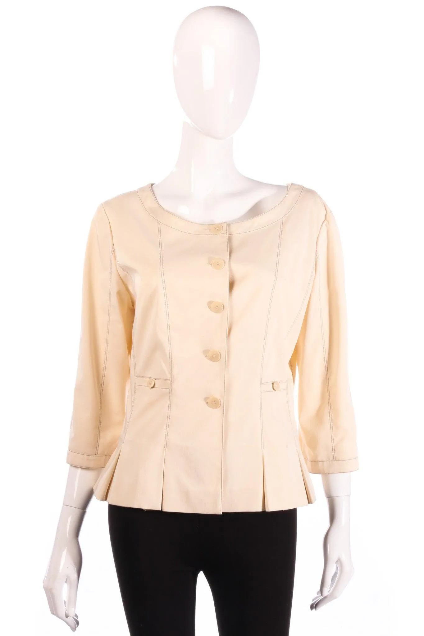 Atika Jacket Rounded Collar Cream with Black Stictching UK Size 12