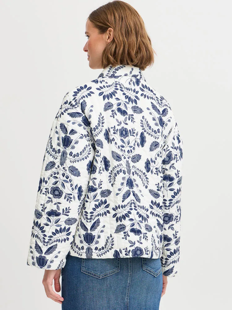 B Young ByDaima Kimono Quilted Jacket Blue Flower