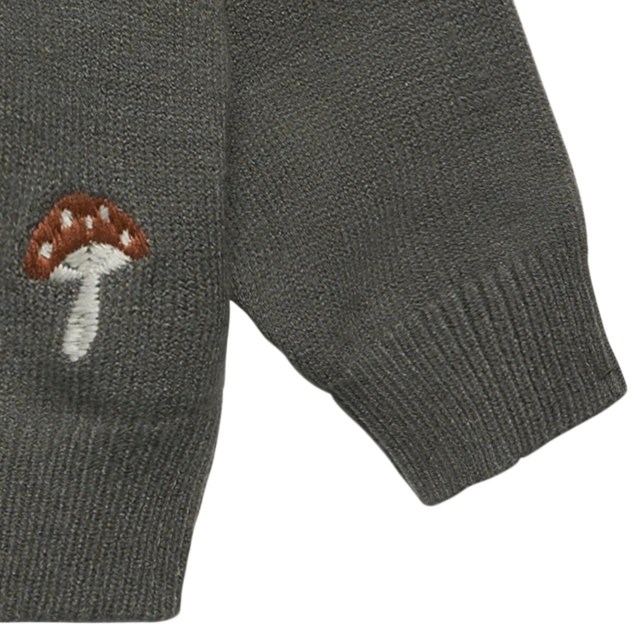 Baby Boys Dark Green Embroidered Mushrooms Sweater