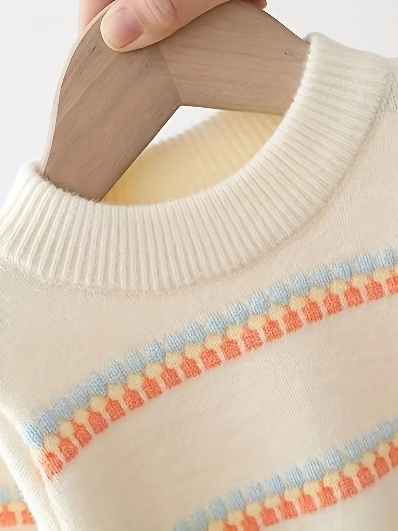 Baby's Colorful Stripe Pattern Sweater, Casual Cable Knit Long Sleeve Top, Infant & Toddler Girl's Clothing For Fall Winter