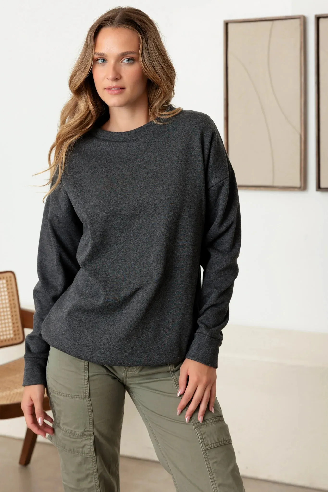 Basic Long Sleeve Soft Sweatshirt