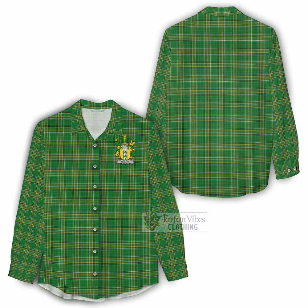 Beatty Irish Clan Tartan Women's Casual Shirt with Coat of Arms