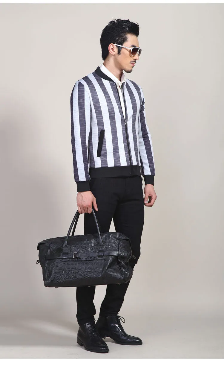 Big Vertical Stripes Korean Style Men Slim Fit Jacket