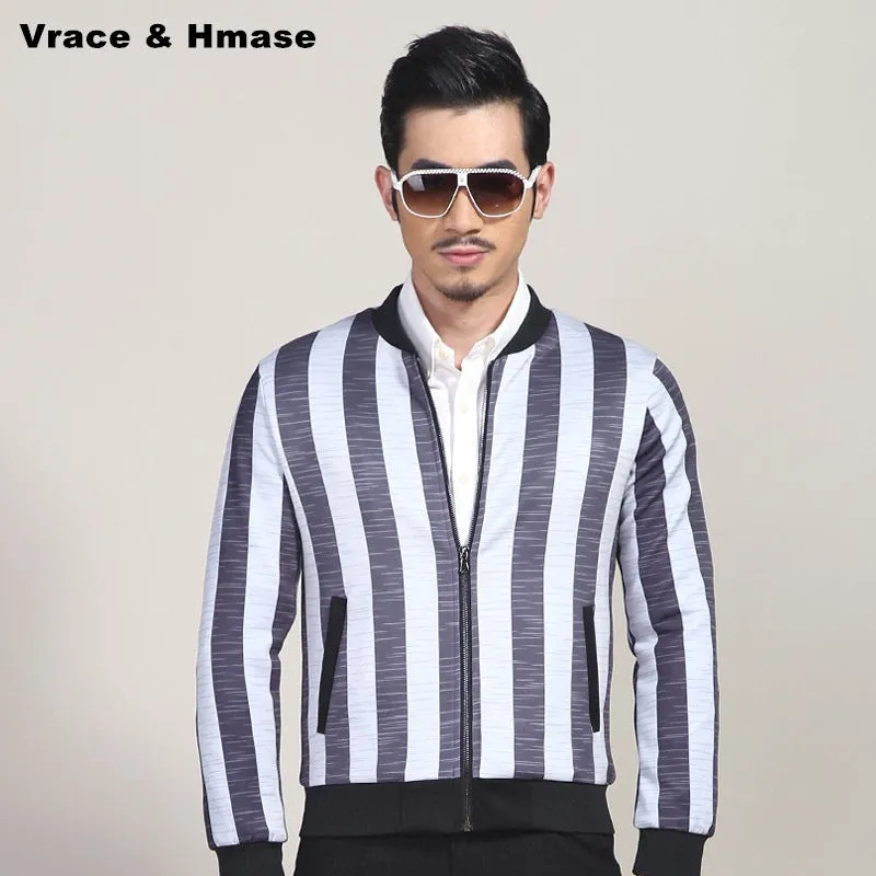 Big Vertical Stripes Korean Style Men Slim Fit Jacket