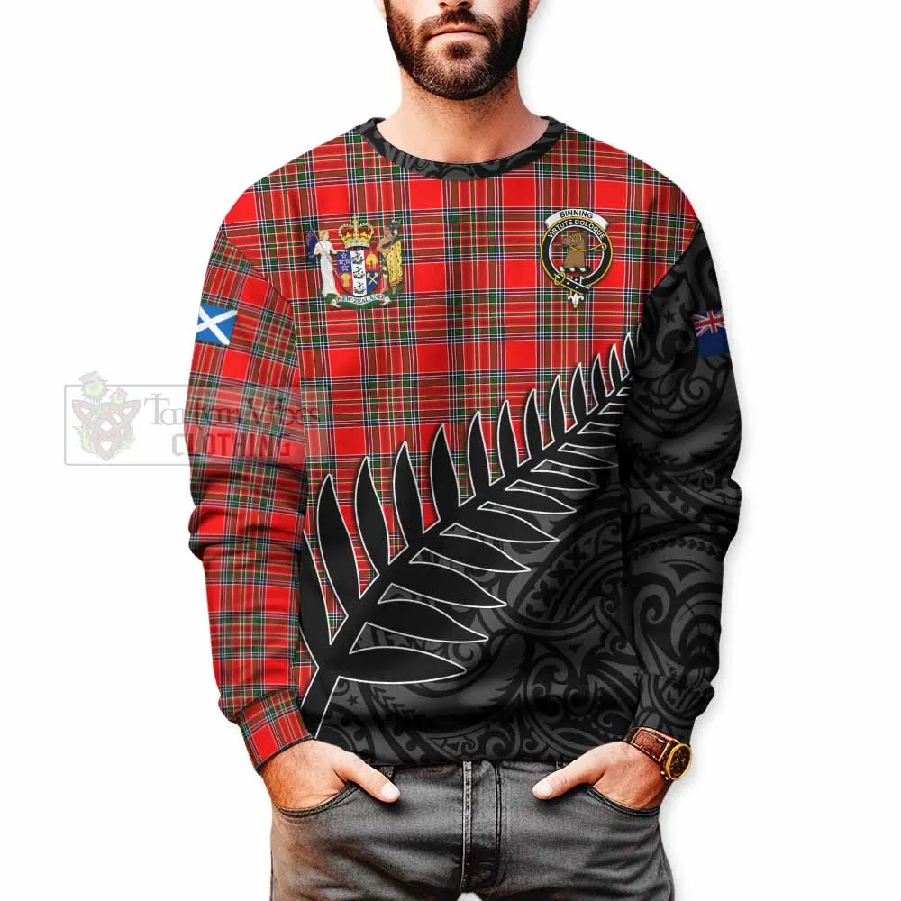 Binning Crest Tartan Sweatshirt with New Zealand Silver Fern Half Style