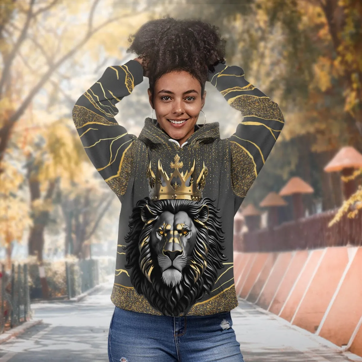 Black and Gold Lion All-over Hoodie