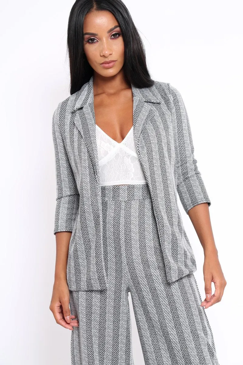 Black and White Striped Blazer - Ivonna