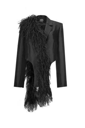 BLACK JACKET WITH FEATHERS