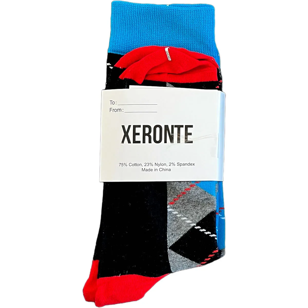 Black Red Blue Argyle Mens Crew Socks