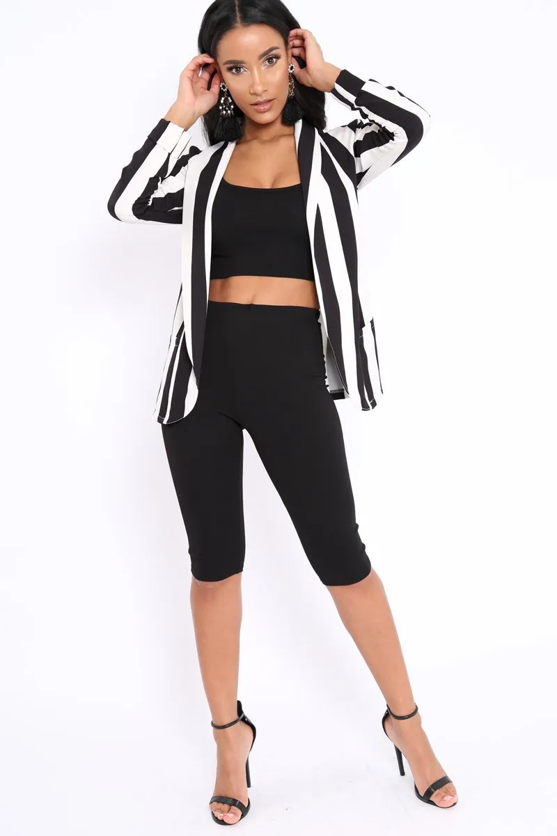 Black Stripe Blazer - Rockie