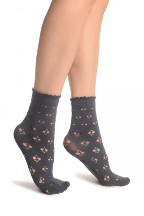 Blue Jeans Viola Lace Ankle High Socks