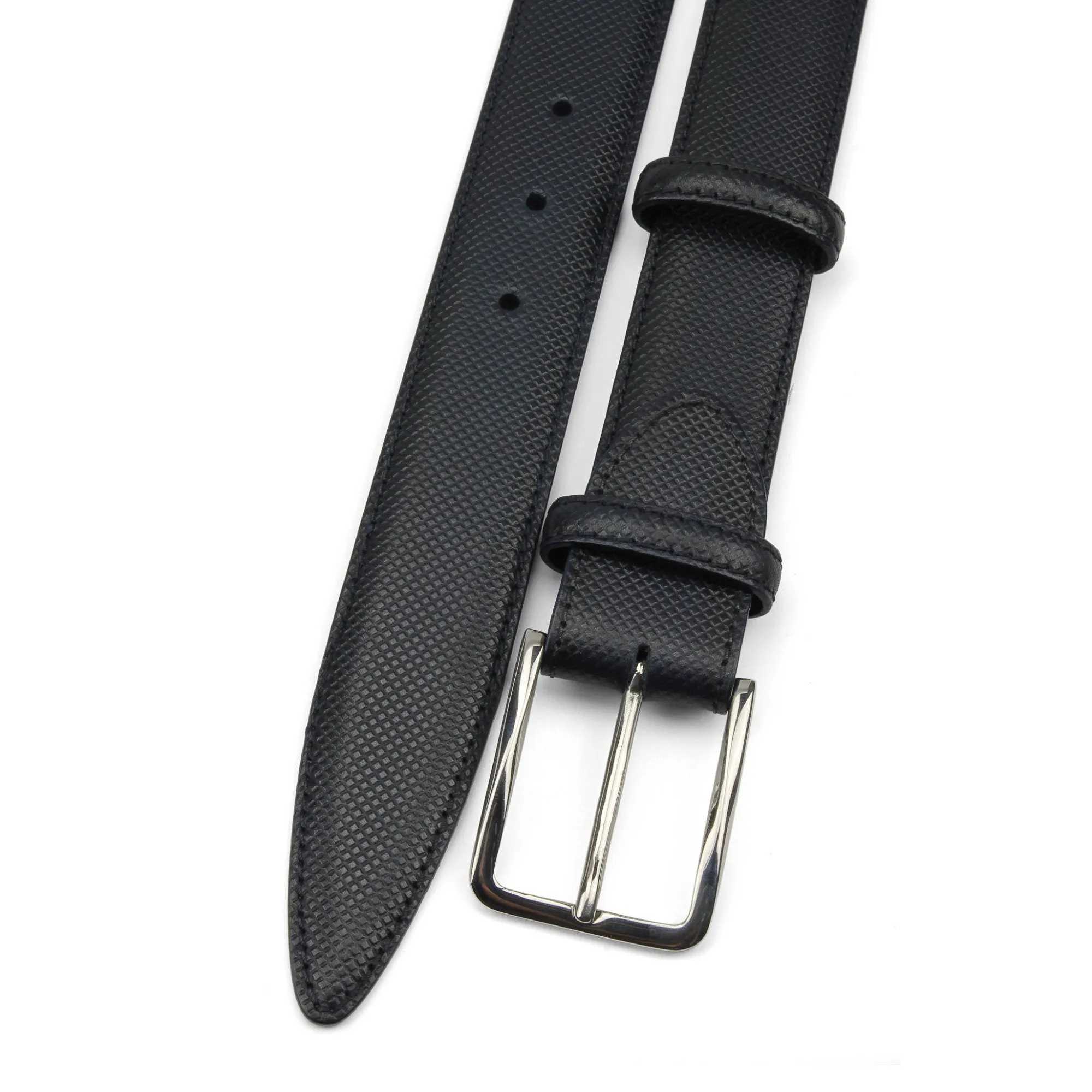 Bogart Navy Burnished Dadino Stainless Steel Belt