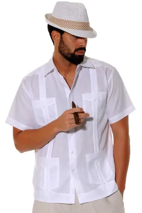 Bohio 100% Linen Traditional Guayabera Shirt for Men's 4 Pocket S/S in (8) Colors -LS499