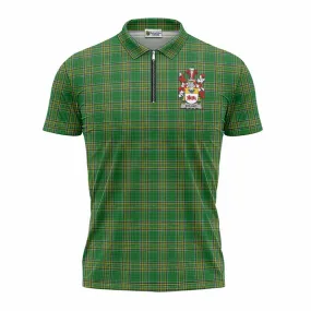 Boland Irish Clan Tartan Zipper Polo Shirt with Coat of Arms