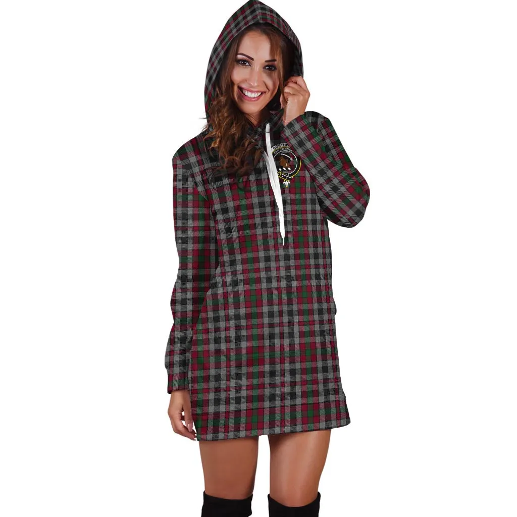 Borthwick Tartan Hoodie Dress with Family Crest