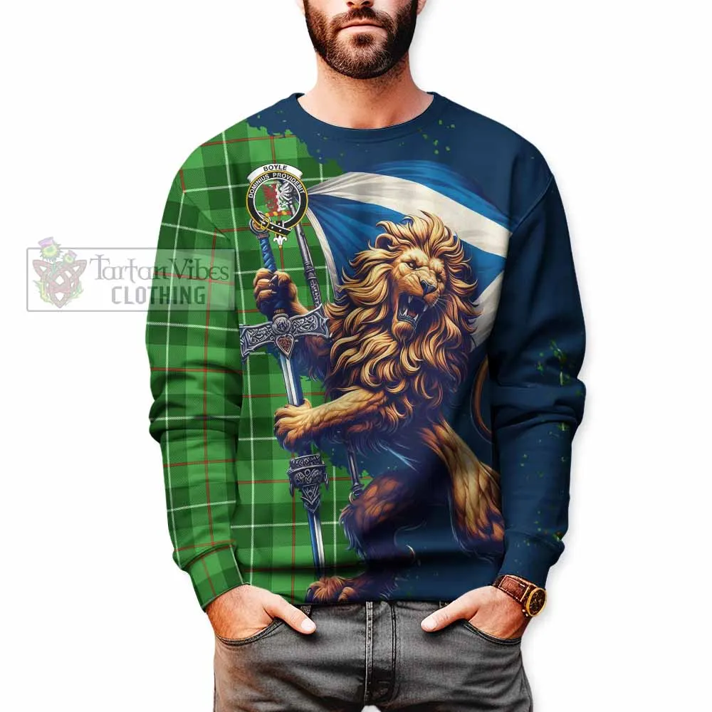 Boyle Tartan Family Crest Sweatshirt with Scottish Majestic Lion