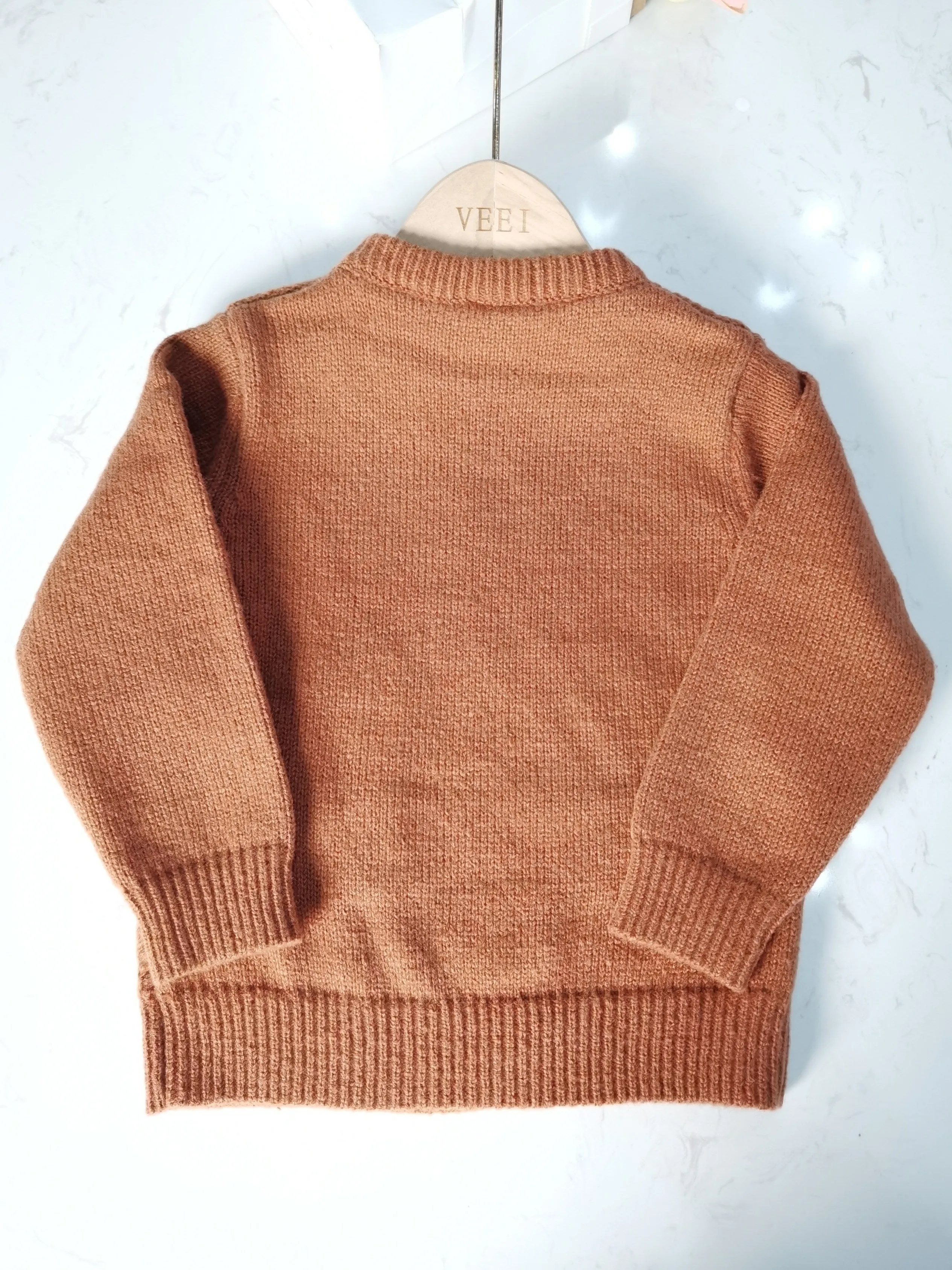 Boys Plain Color Sweater, Knit Long Sleeve Pullover Top Kids Clothes Fall Winter