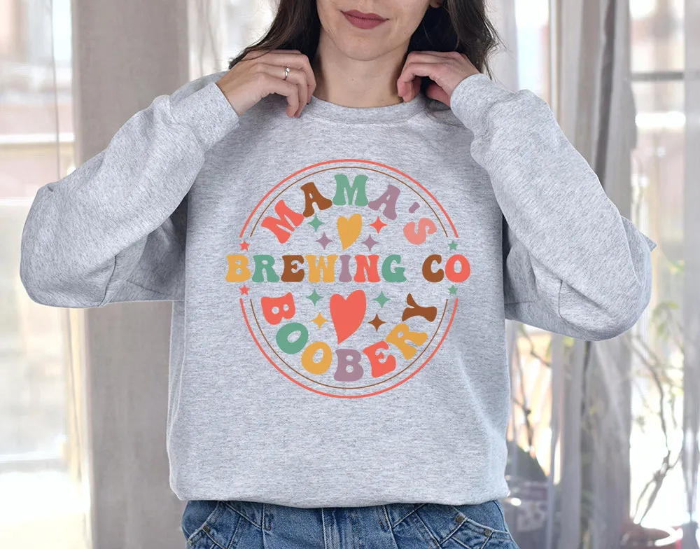 Brewing Co Sweatshirt, Funny Breast Feeding Crewneck Sweatshirt, Mama's Boobery Pullover, New Mom Sweatshirt, Mother's Day Sweatshirt