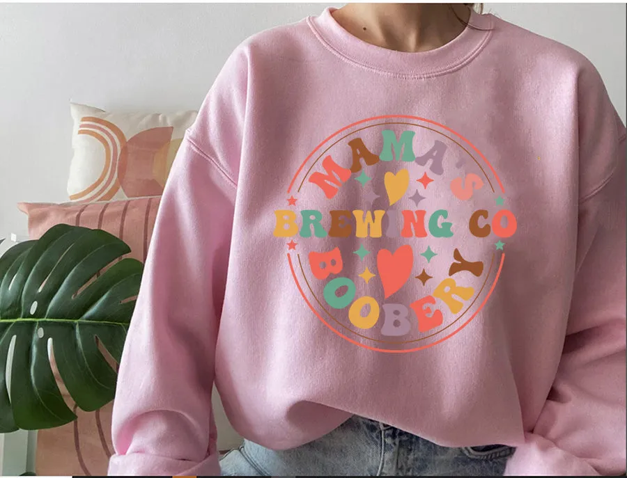 Brewing Co Sweatshirt, Funny Breast Feeding Crewneck Sweatshirt, Mama's Boobery Pullover, New Mom Sweatshirt, Mother's Day Sweatshirt