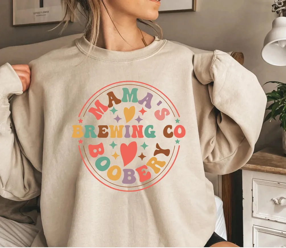 Brewing Co Sweatshirt, Funny Breast Feeding Crewneck Sweatshirt, Mama's Boobery Pullover, New Mom Sweatshirt, Mother's Day Sweatshirt